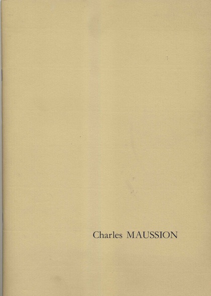 Charles Maussion Catalogue Dessins & Peintures Galerie Ditesheim